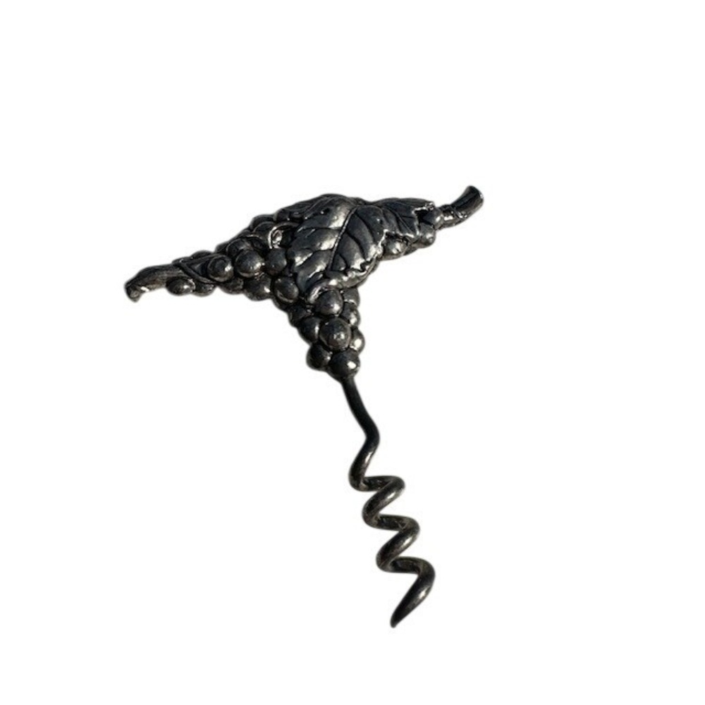 Vintage Grape‎ Cluster Vine Handle Corkscrew Silver Tone Wine Bottle Opener 4 in